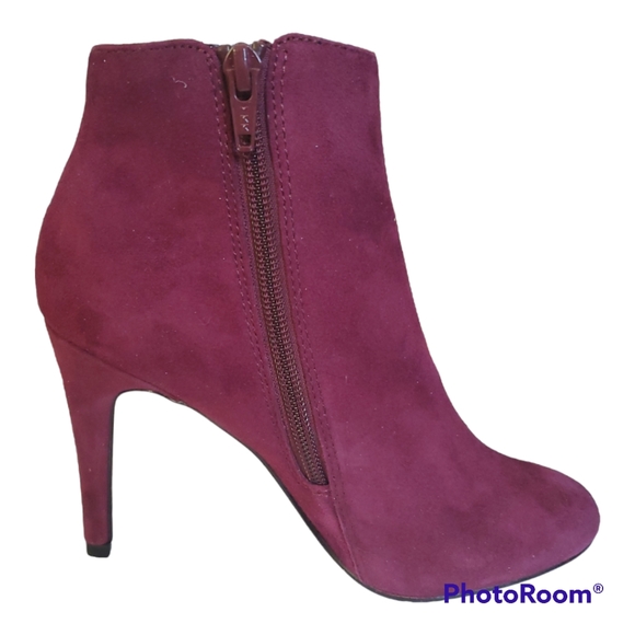 ALDO Burgundy Suede Almond Toe Ankle Boots - Size 5 / 35 - Picture 4 of 8